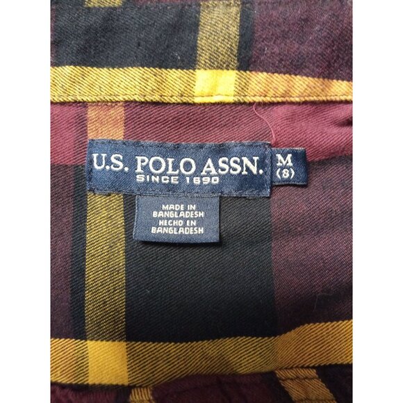U.S. Polo Assn. Kid's Burgundy and Black Button Down Shirt Size Medium - Picture 4 of 6